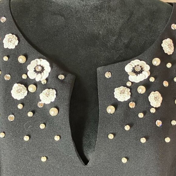 Roz and Ali Pearl and Sequin Embellished Black Evening Dress Size 16 EUC - Picture 3 of 13